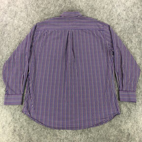 Peter Millar Mens Button Up Shirt XL Purple Multicolor Plaid Long Sleeve Cotton - Picture 4 of 10